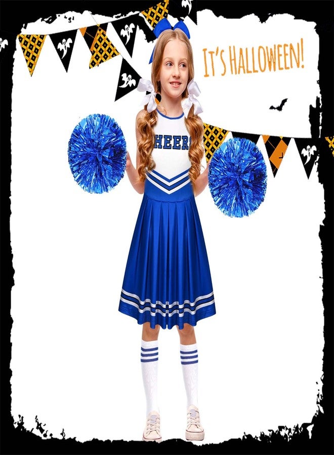 JcHrmers Cheerleader Costume Cheerleading Cosplay Outfit Cheer Dress Accessories for Party Uniform Dress Up with Accessories (Blue, 7-8 Years) - Image 5